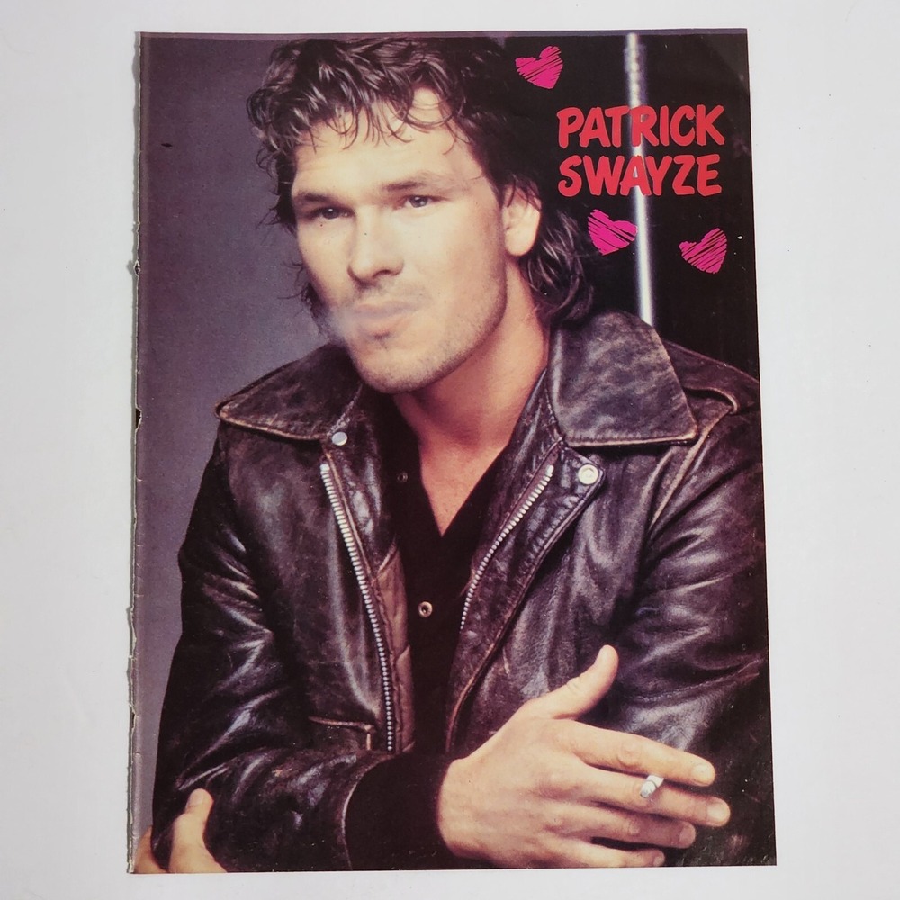 Patrick Swayze smoking Tiffany double-sided pinup clipping vintage 8x10 1990s
